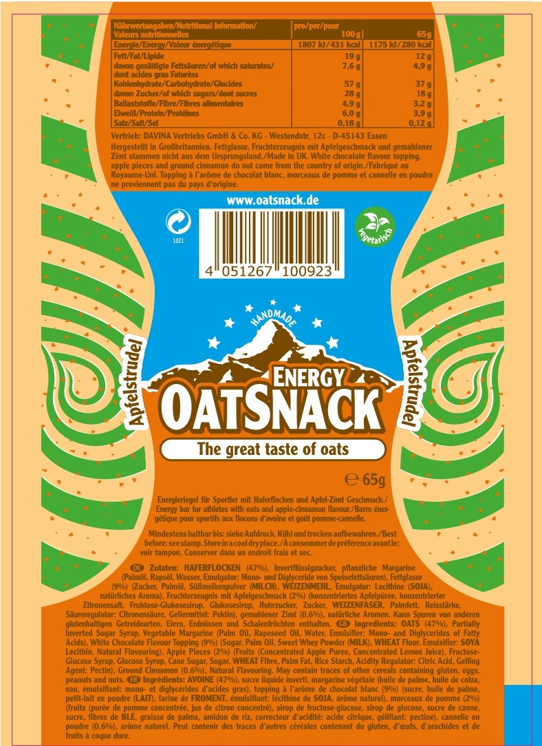 Produktbild Oatsnack-Riegel Apfelstrudel, 15 x 65 g