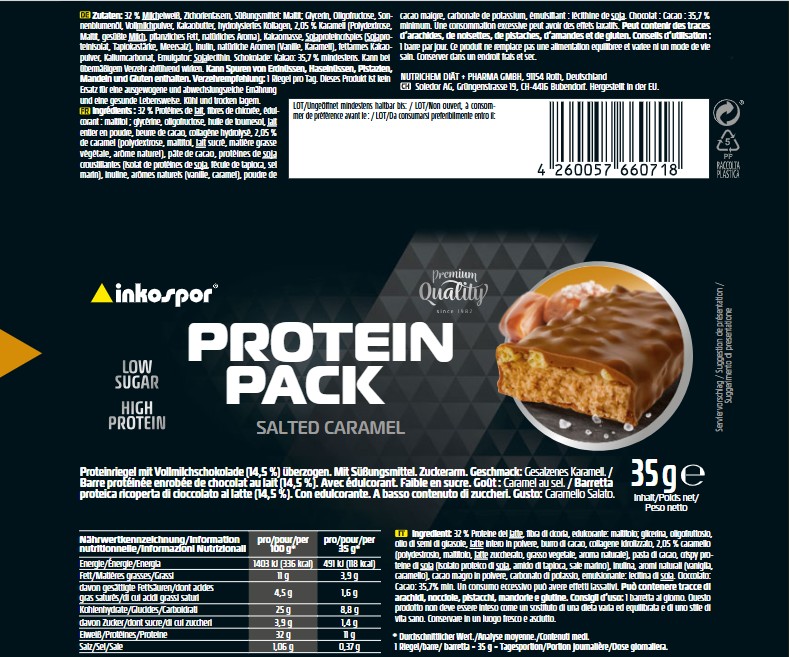 Produktbild INKOSPOR Protein Pack-Riegel Salted Caramel, 16 x 35 g