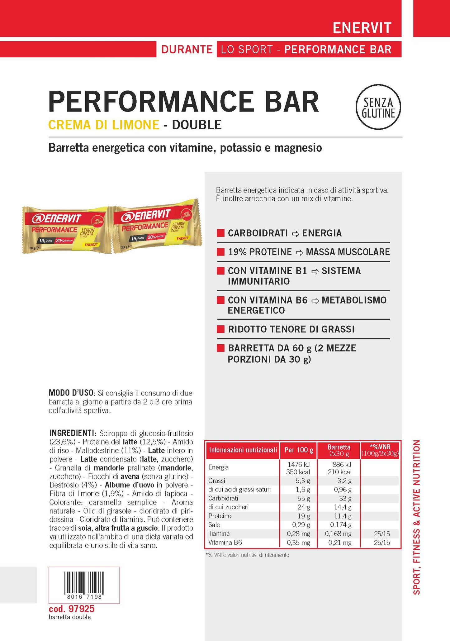 Produktbild ENERVIT PERFORMANCE BAR Lemon Cream, 28 x 60 g(2 x 30 g)
