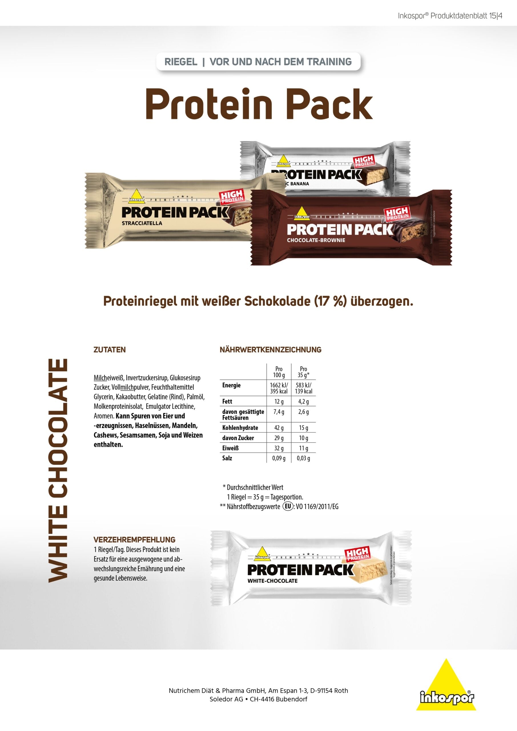 Produktbild INKOSPOR Protein Pack-Riegel White Chocolate, 24 x 35 g