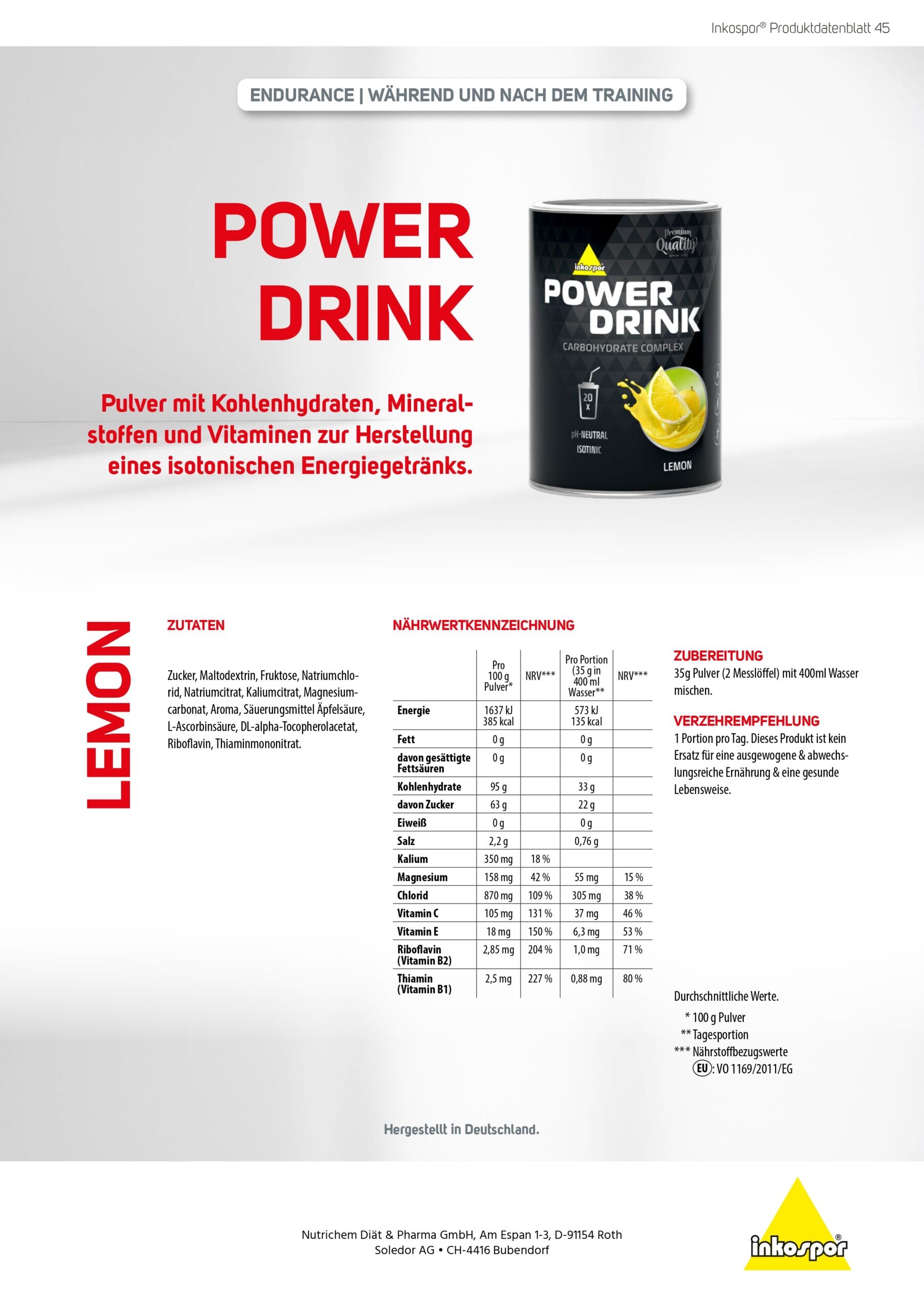 Produktbild X-TREME POWER DRINK Lemon, 700 g