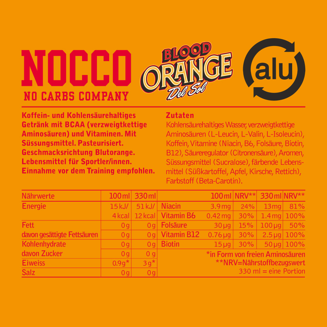 Produktbild NOCCO BCAA BLOOD ORANGE del Sol, 24 x 330 ml