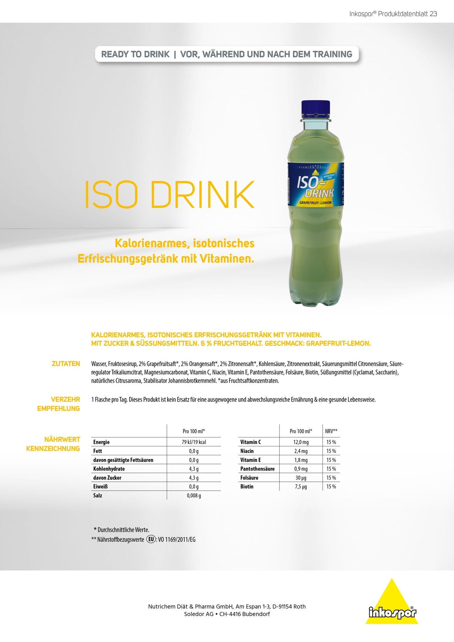 Produktbild ACTIVE Iso-Drink Grapefruit-Lemon, 12 x 500 ml