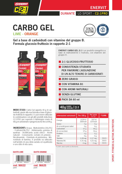 Produktbild ENERVIT C2:1 Carbo Gel Orange, 24 x 60 ml