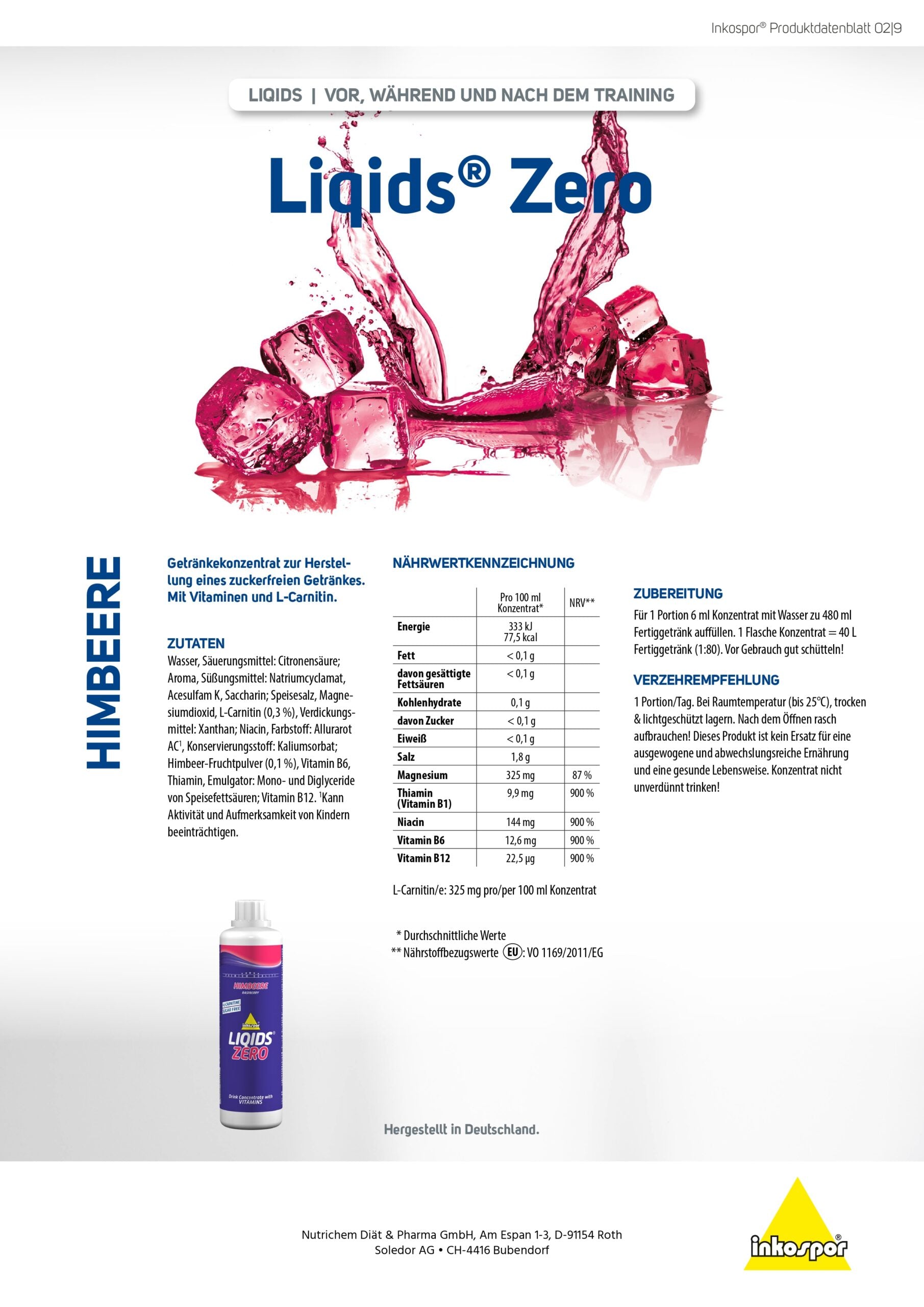 Produktbild ACTIVE Liqids Zero Himbeere, 500 ml "NEU" (1:80)