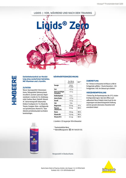 Produktbild ACTIVE Liqids Zero Himbeere, 500 ml "NEU" (1:80)
