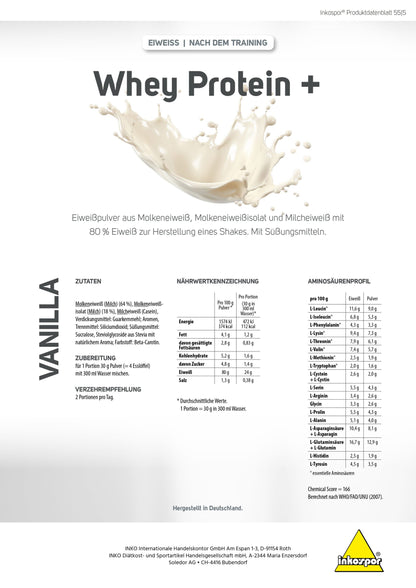Produktbild INKOSPOR Whey Protein+ Vanille, 500 g
