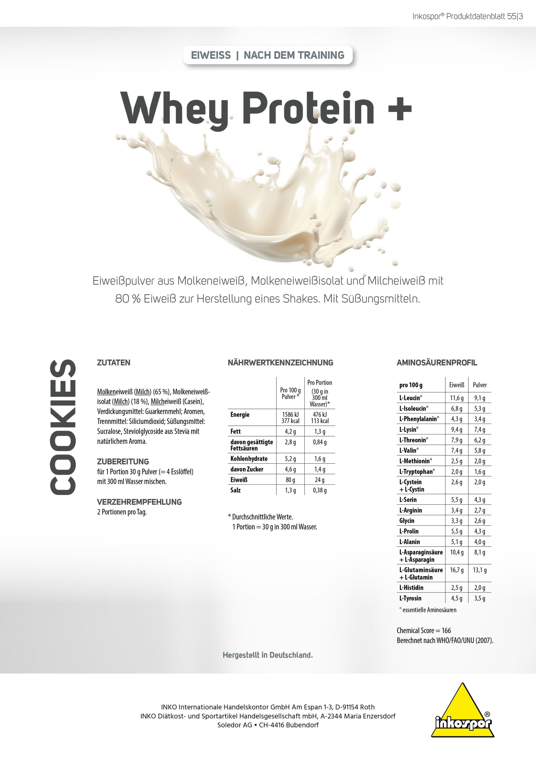 Produktbild INKOSPOR Whey Protein+ Cookies, 500 g