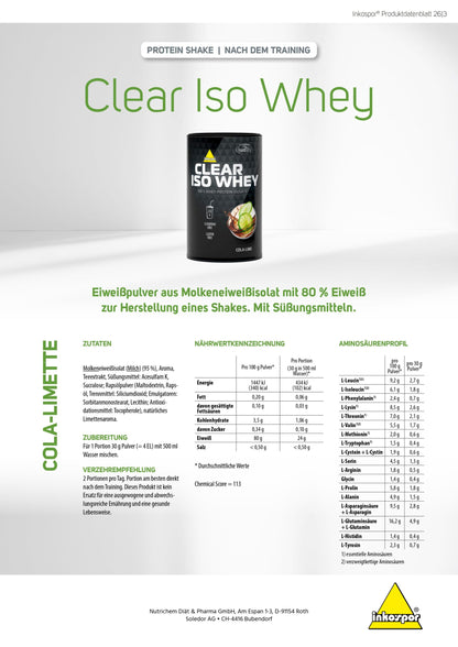 Produktbild INKOSPOR Clear Iso Whey Cola-Lime, 300 g