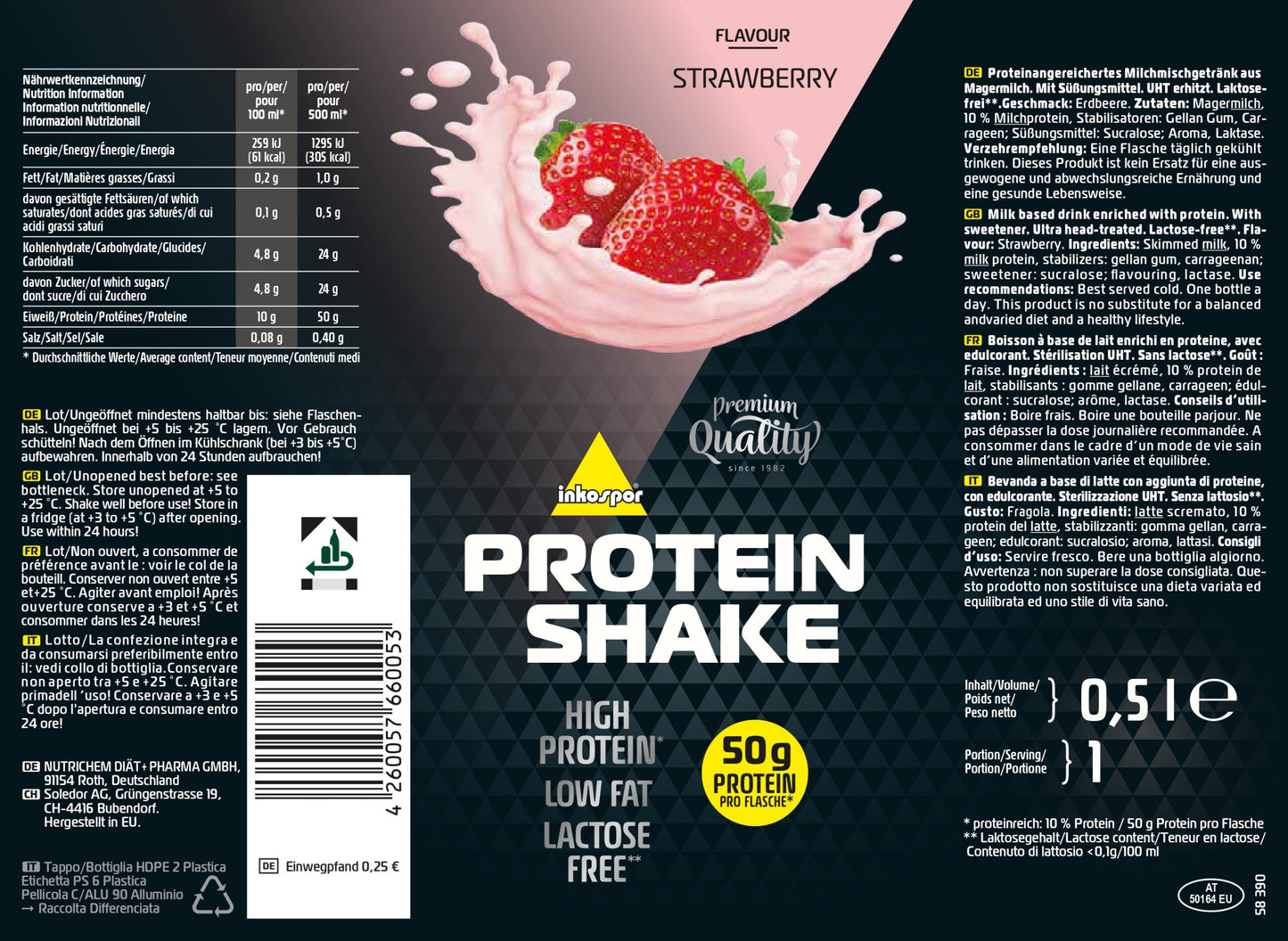 Produktbild Inkospor Protein Shake Erdbeere, 12 x 500 ml