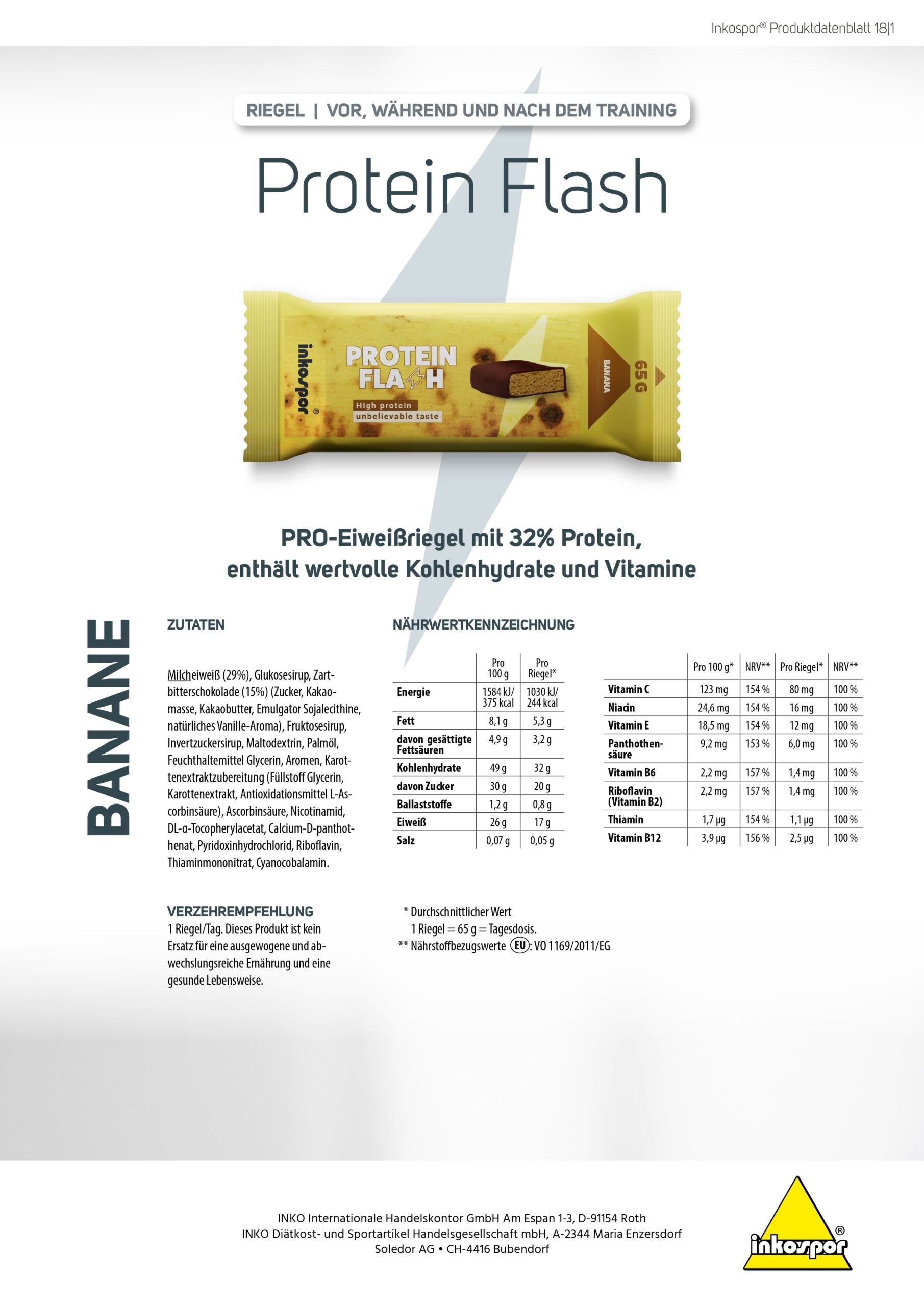 Produktbild X-TREME Protein Flash-Riegel Banane, 30 x 65 g