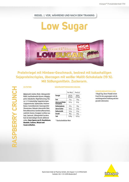 Produktbild INKOSPOR Low Sugar-Riegel Himbeer-Crunch, 24 x 65 g