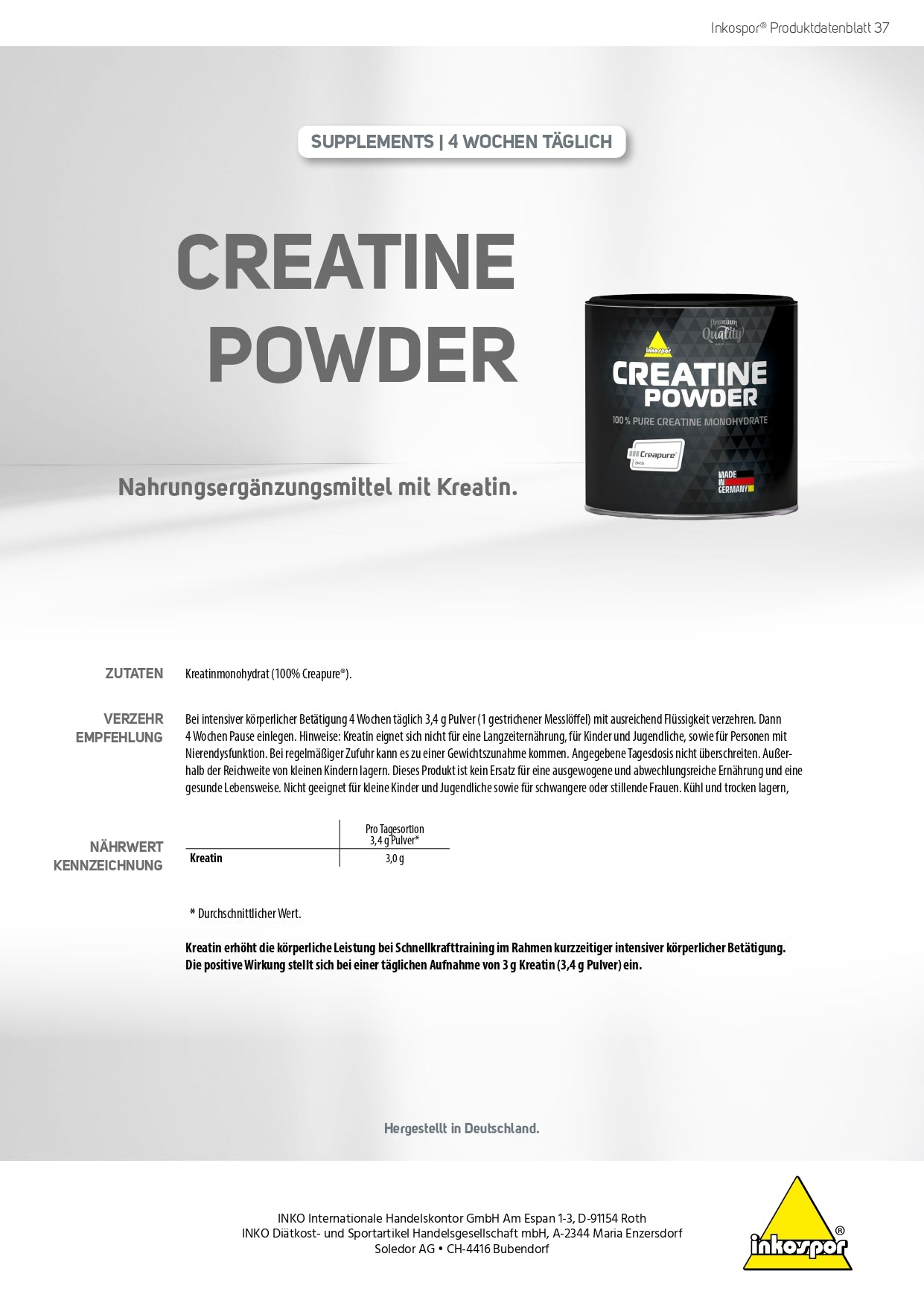 Produktbild X-TREME Creatine Monohydrat rein, 500 g