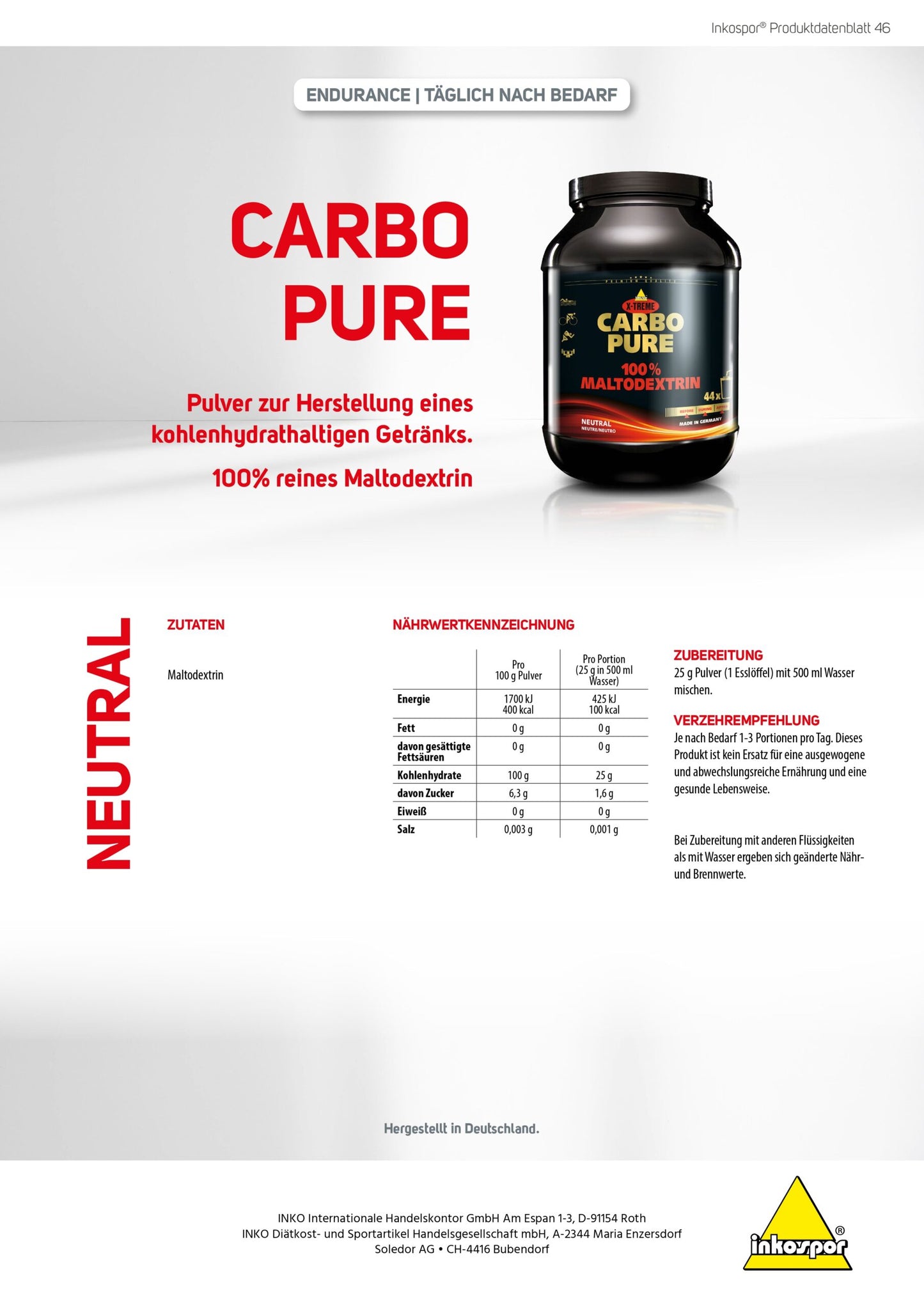 Produktbild X-TREME Carbo Pure neutral, 1.1 Kg