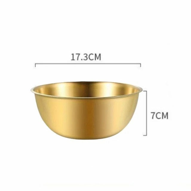 Bols de Cuisine en Inox & Doré – Individuels ou Set 3 Tailles avec Panier