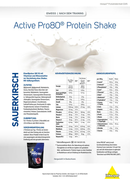 Produktbild ACTIVE Pro 80 Sauerkirsch, 500 g