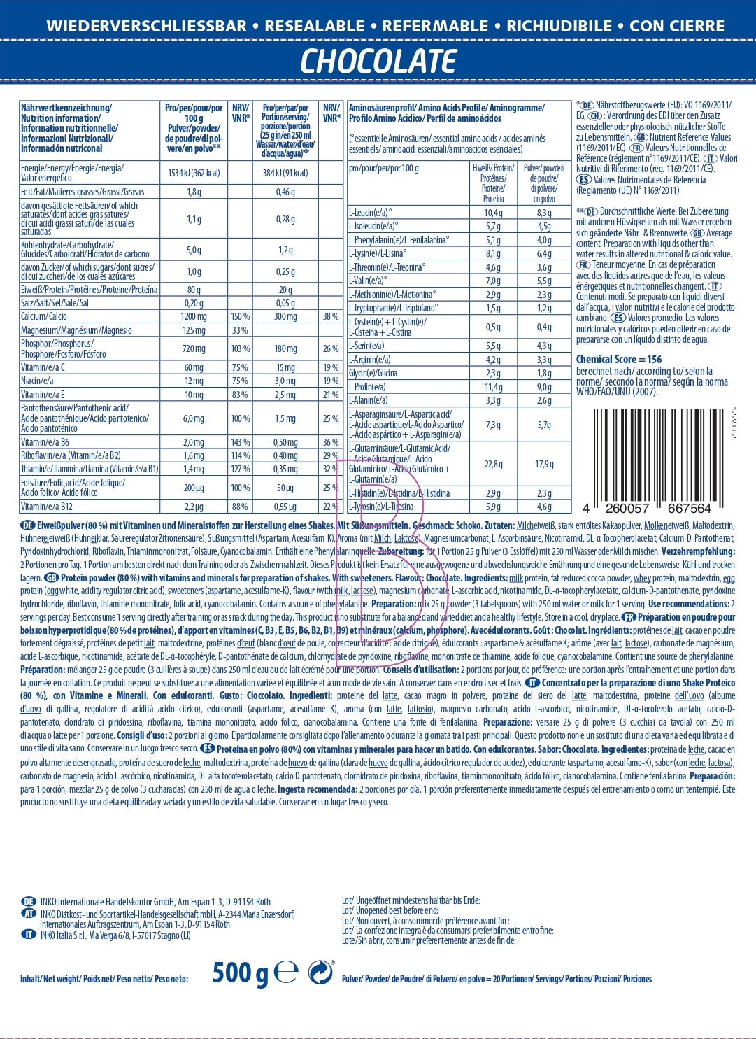Produktbild ACTIVE Pro 80 Schoko, 500 g