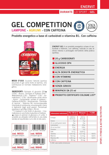 Produktbild ENERVIT GEL Competition Zitrus+Coffein TRIS, 8 x (3 x 25 ml)