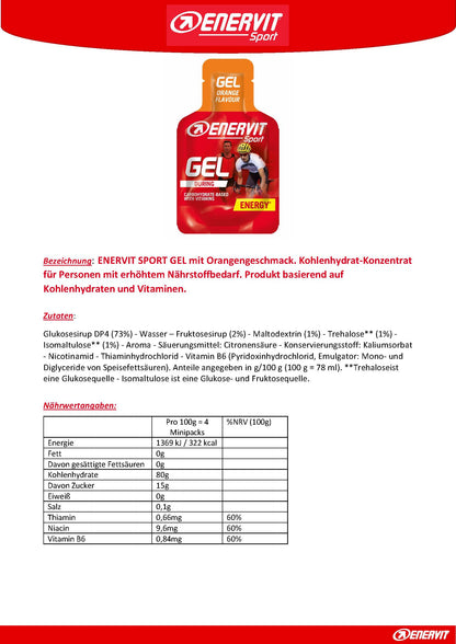 Produktbild ENERVIT GEL Orange TRIS, 8 x (3 x 25 ml)