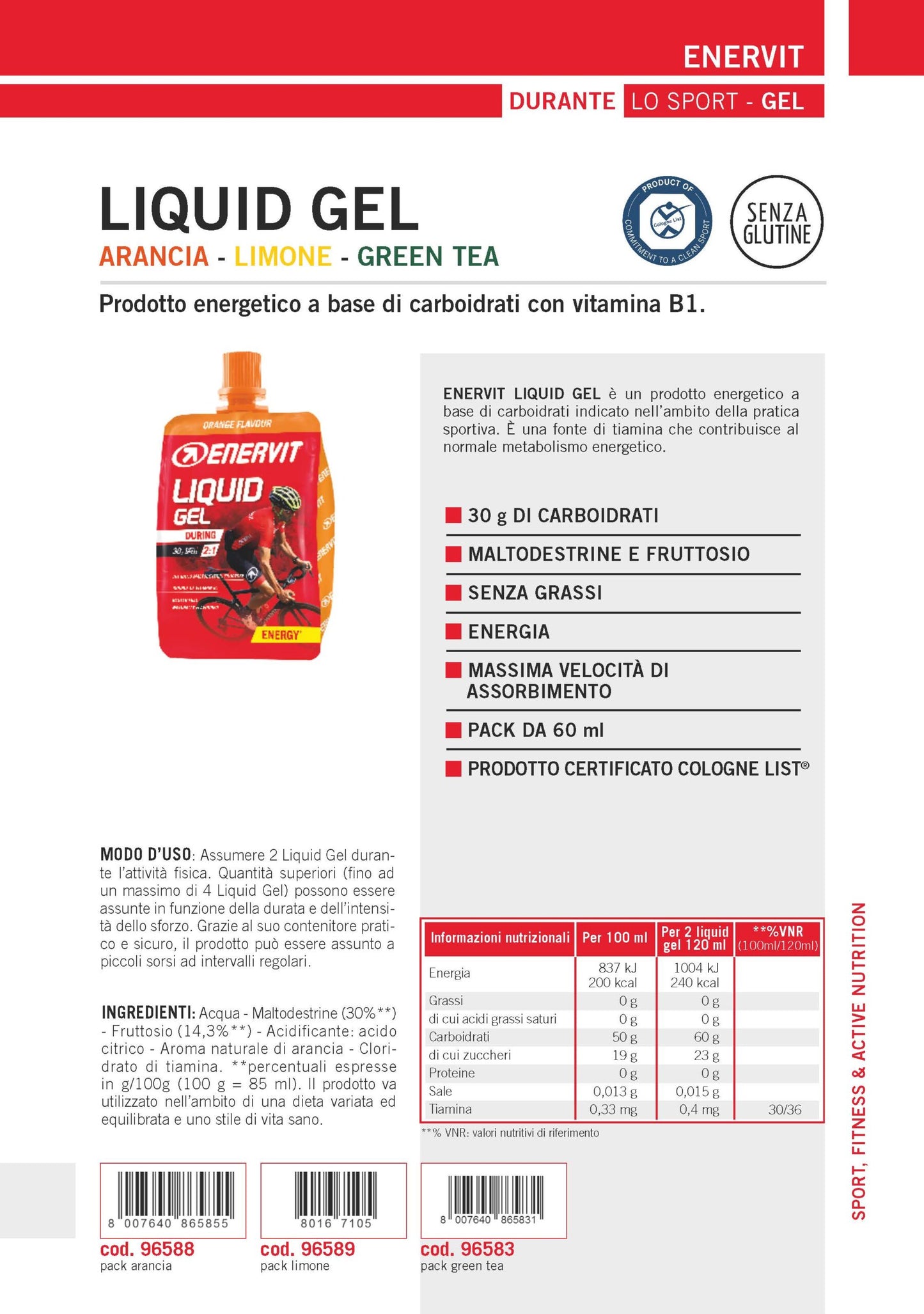Produktbild ENERVIT LIQUID GEL Orange, 18 x 60 ml