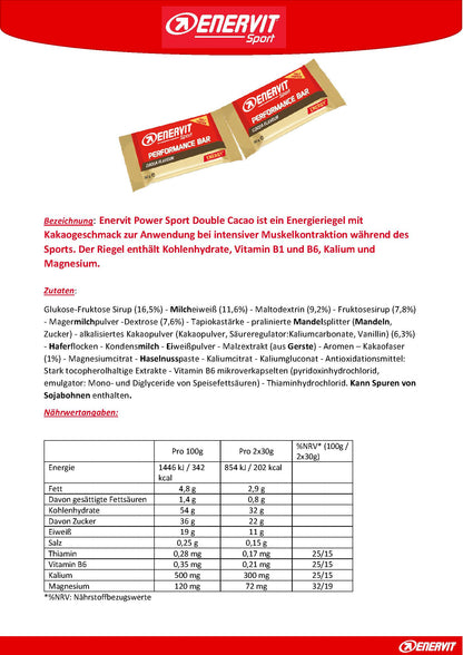 Produktbild ENERVIT PERFORMANCE BAR Kakao, 28 x 60 g(2 x 30g)