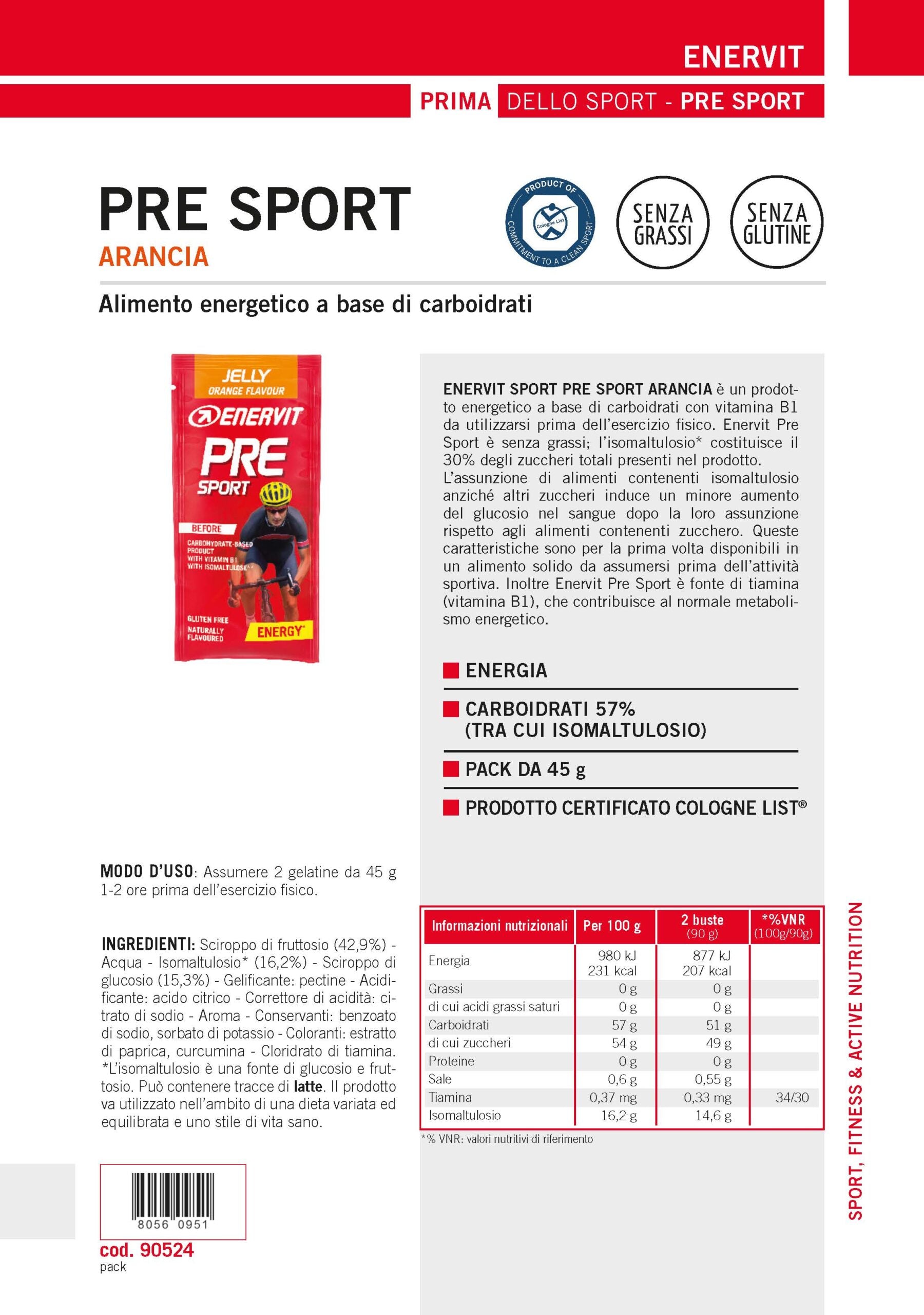 Produktbild ENERVIT PRE SPORT Orange, 20 x 45 g