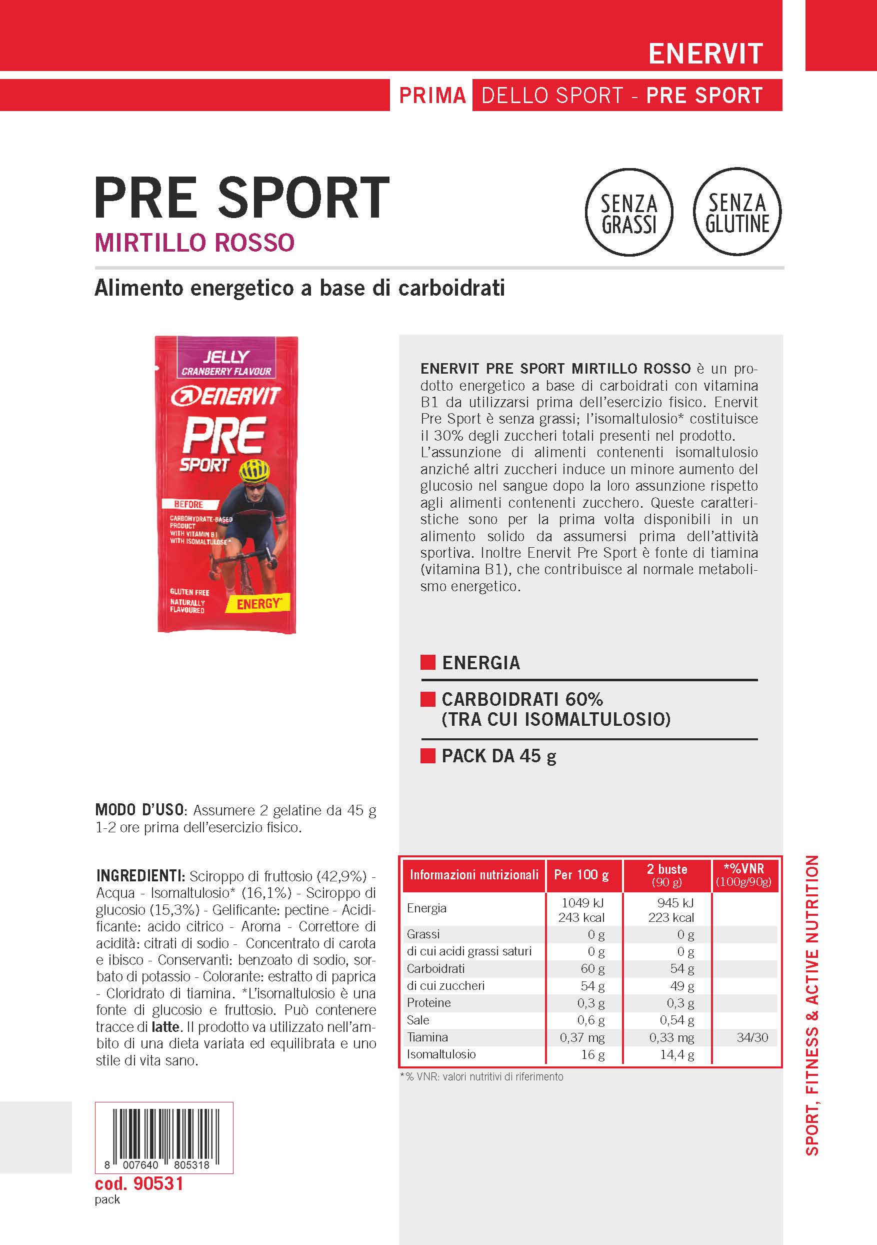Produktbild ENERVIT PRE SPORT Cranberry, 20 x 45 g