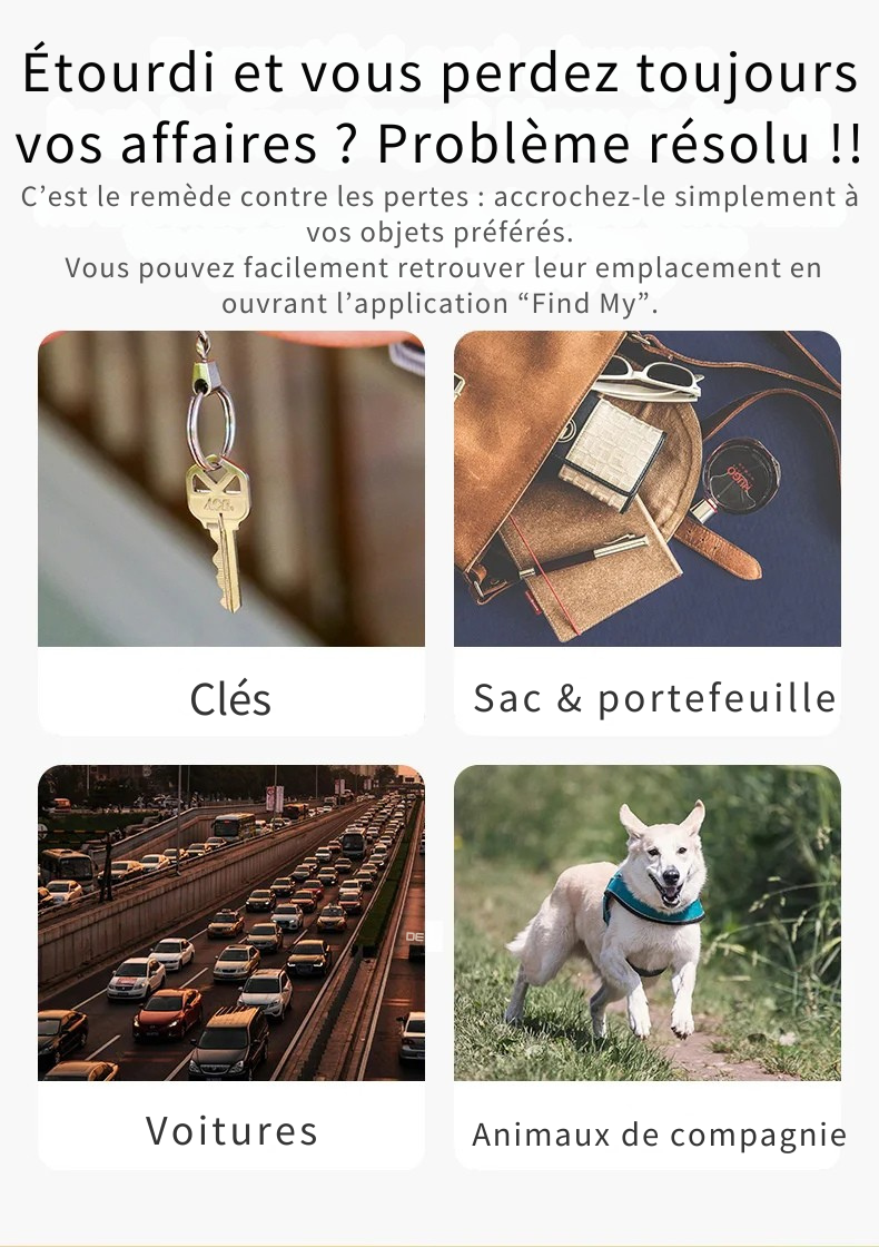 Mini Traceur GPS Bluetooth – Sans abonnement - Dispositif Anti-Perte Polyvalent