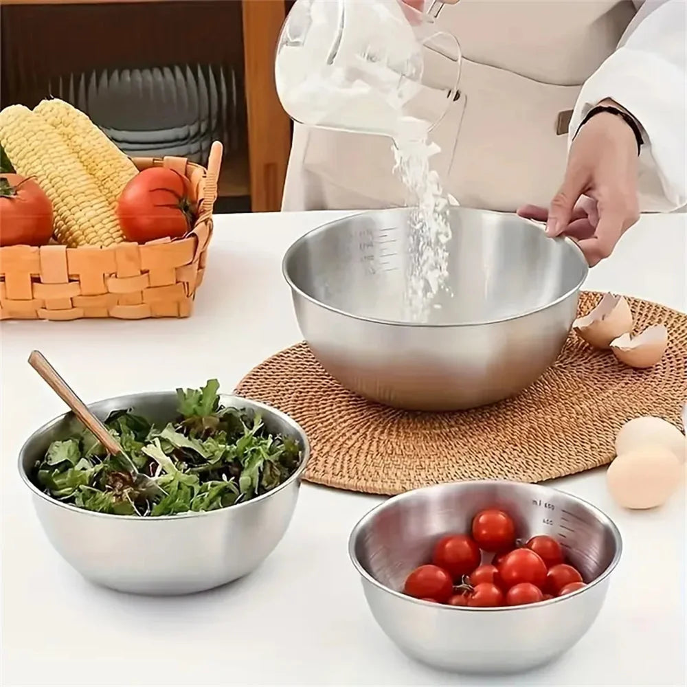 Bols de Cuisine en Inox & Doré – Individuels ou Set 3 Tailles avec Panier