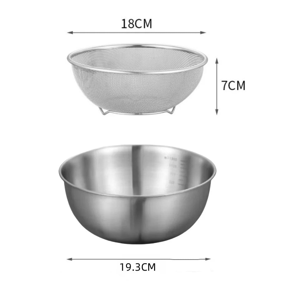 Bols de Cuisine en Inox & Doré – Individuels ou Set 3 Tailles avec Panier