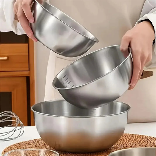Bols de Cuisine en Inox & Doré – Individuels ou Set 3 Tailles avec Panier